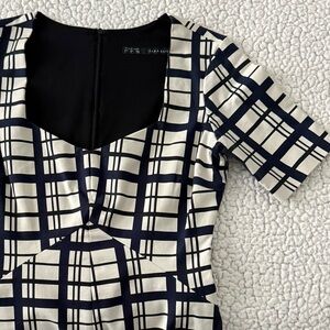 Zara Black and White Checkered Dress